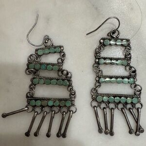 Turquoise chandelier vintage earrings